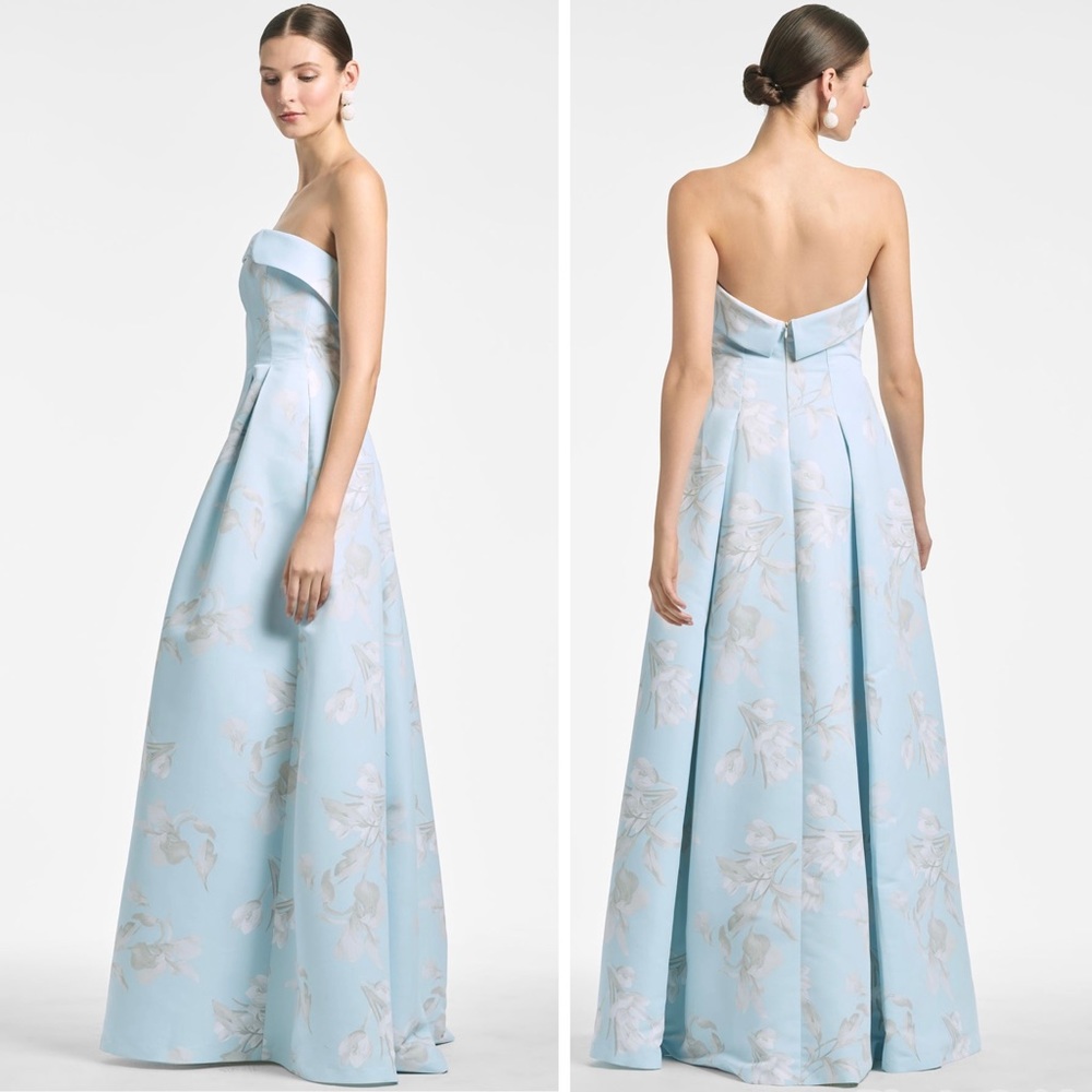 Sachin and Babi Brielle Gown Blue Floral Dress